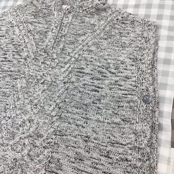 POINT Zero knit shrug poncho hoodie cardigan oversized grey white Large - Picture 8 of 14